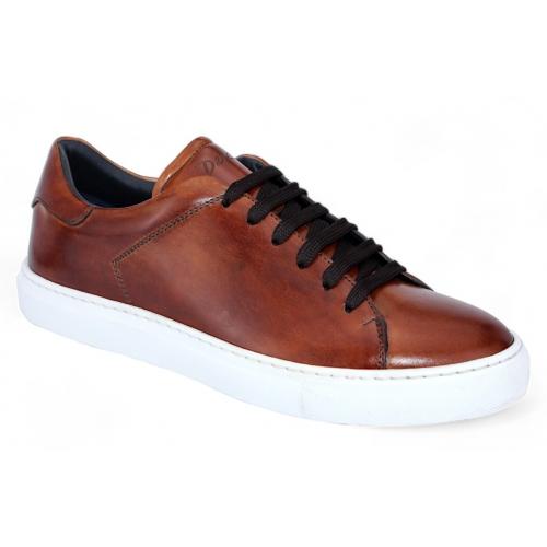 Duca Di Matiste "Monza" Brandy Genuine Italian Calf Leather Sneakers.